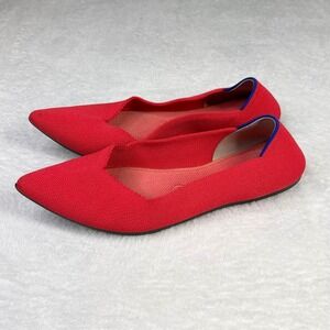 Rothys The Point Red Chilli Sustainable Pointed Toe Flats Womens 9.5 Washable